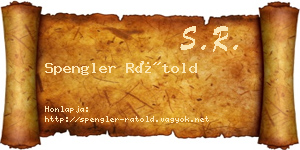 Spengler Rátold névjegykártya